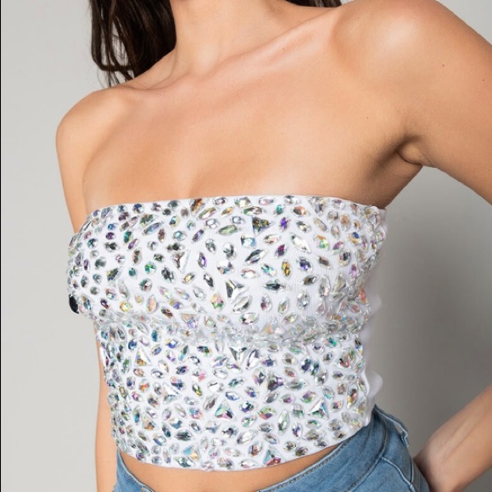Rhinestone Crop Top